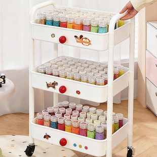 Momoi 收纳置物小推车拼豆分装瓶211色玩具玩偶展示架落地零食架
