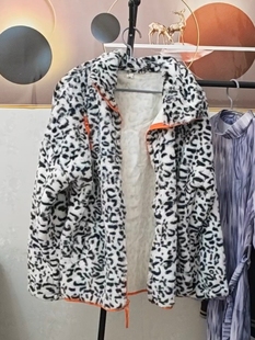 韩版 断码 新款 豹纹毛毛外套女2026春季 宽松休闲百搭夹克上衣 清仓