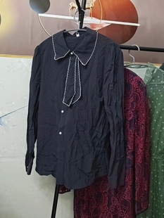 断码清仓 藏青色天丝棉衬衫女装春夏季新款