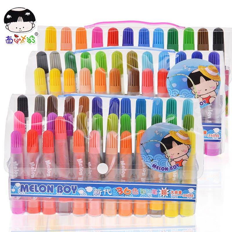西瓜太郎水彩笔12色24色36色 可水洗  儿童绘画画 彩色套装