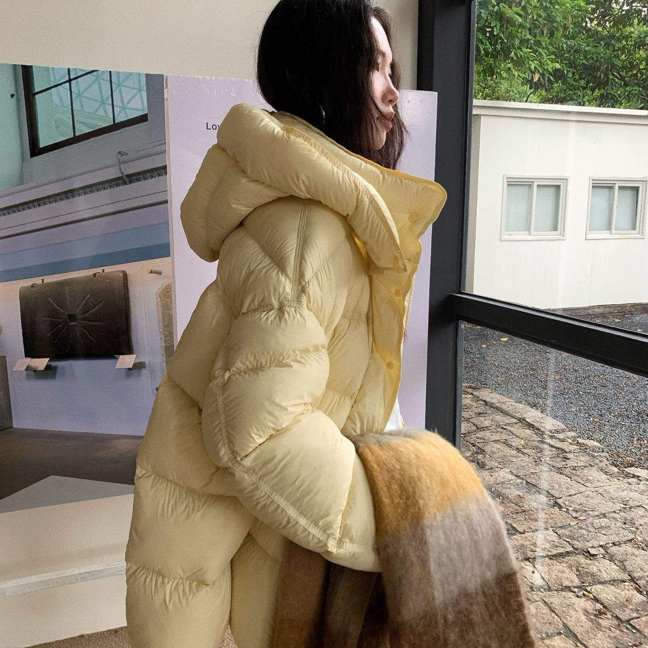 95白鸭绒泡芙连帽羽绒服女中长款2025年冬新款宽松零压感保暖外套