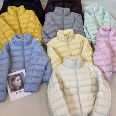 轻便排骨款立领龟背羽绒服女短款2025冬季新款韩版廓版白鸭绒外套