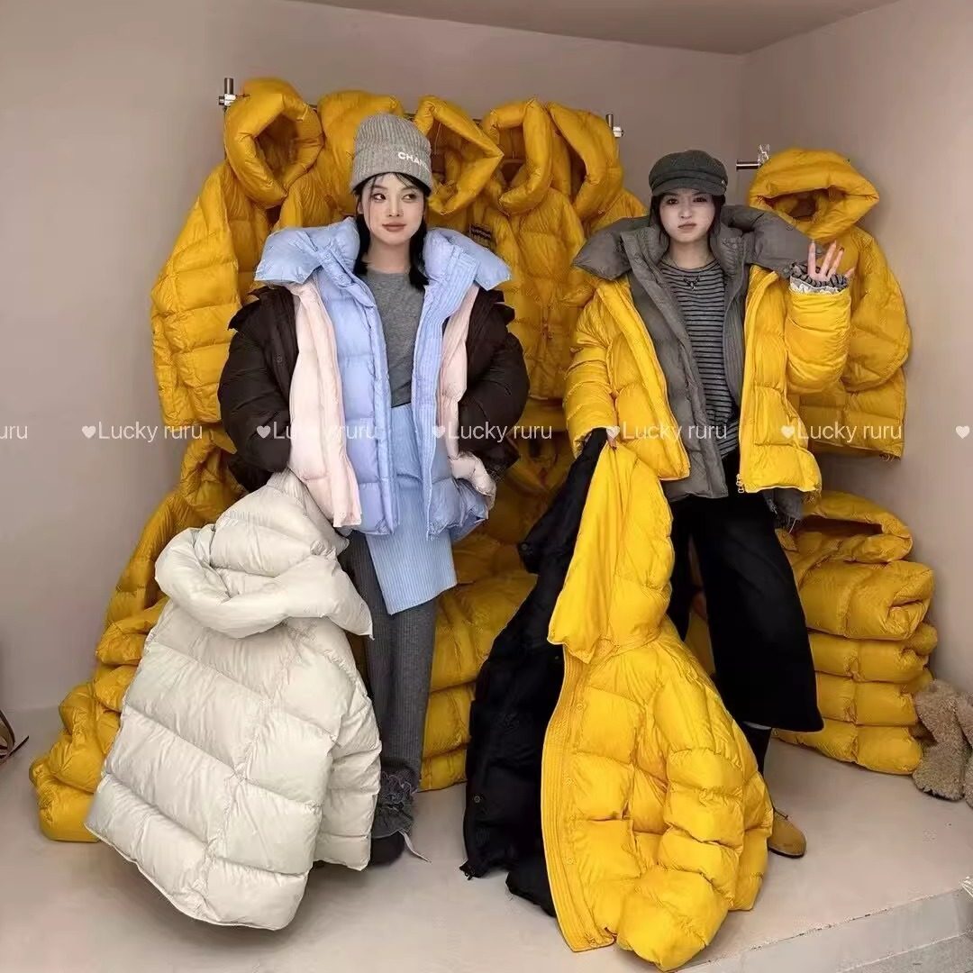 韩版亮色泡芙连帽宽松羽绒服女中长款2024冬新款洋气时髦面包外套,女装/女士精品,羽绒服,淘宝优惠券,粉丝福利购,淘宝优惠卷