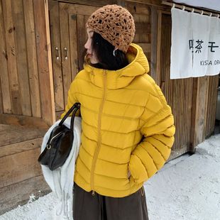 泡芙龟背轻薄保暖外套 2025冬新款 95白鸭绒排骨款 连帽羽绒服女短款