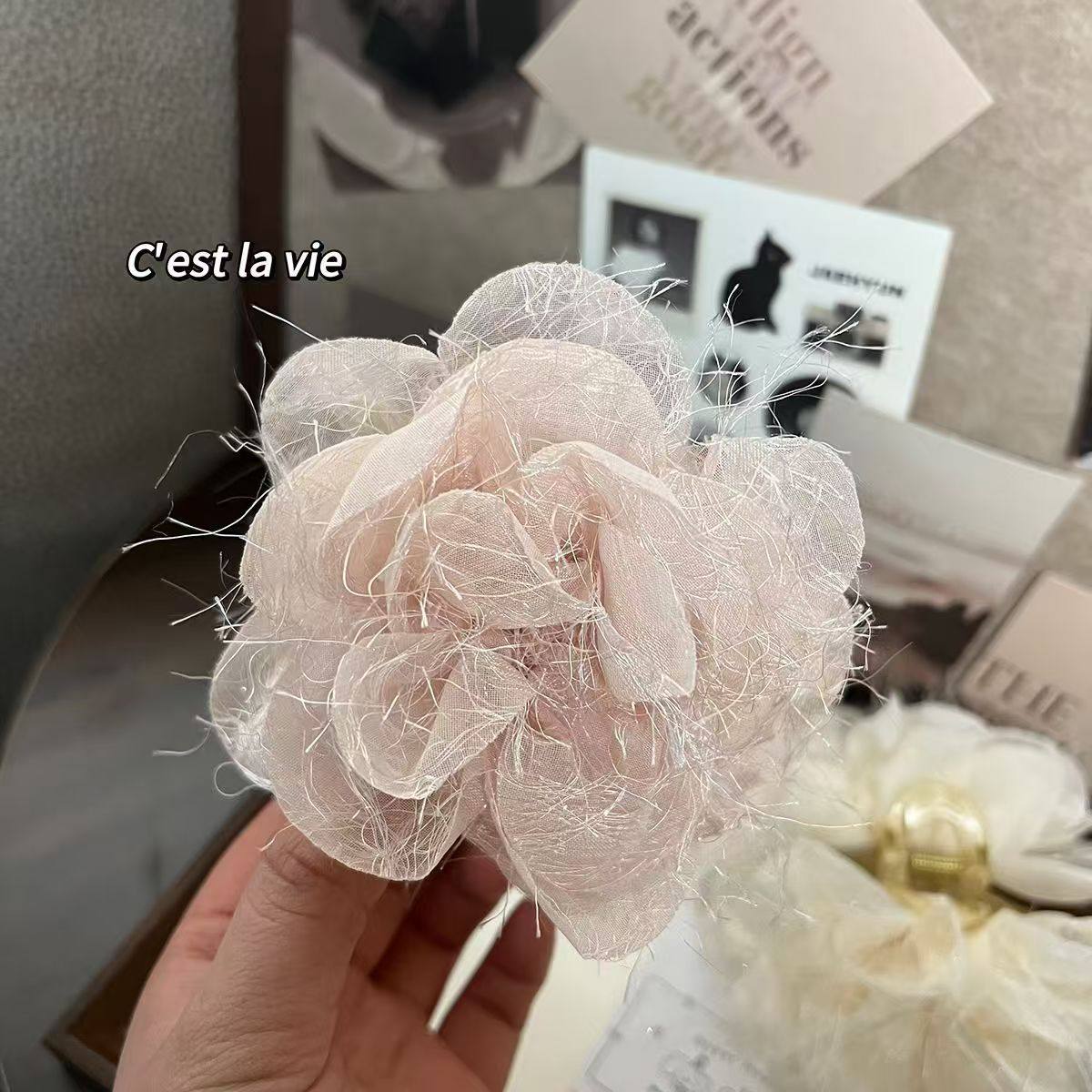 仙女氛围感网纱甜美抓夹小众纯欲双面亮丝毛毛花朵发夹女鲨鱼夹,饰品/流行首饰/时尚饰品新,民族风发饰,淘宝优惠券,粉丝福利购,淘宝优惠卷