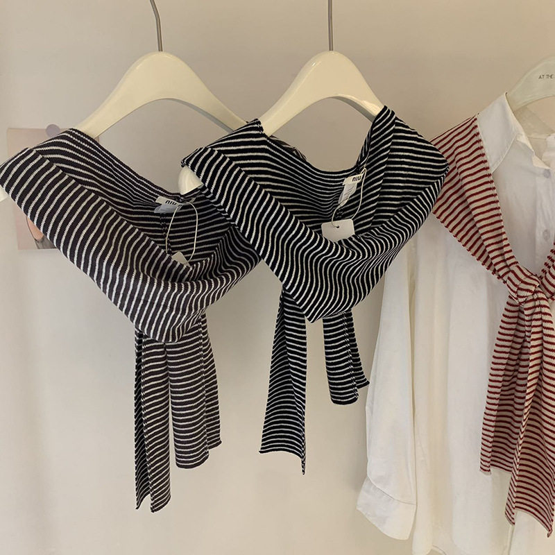 条纹针织连帽小披肩女外搭配裙子薄款网红ins空调房时尚洋气围巾,服饰配件/皮带/帽子/围巾,围巾/丝巾/披肩,淘宝优惠券,粉丝福利购,淘宝优惠卷