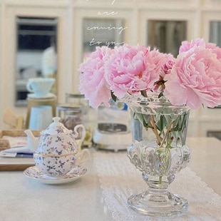 简约玻璃花瓶摆件轻奢北欧客厅创意水养插花透明网红花瓶花器 欧式