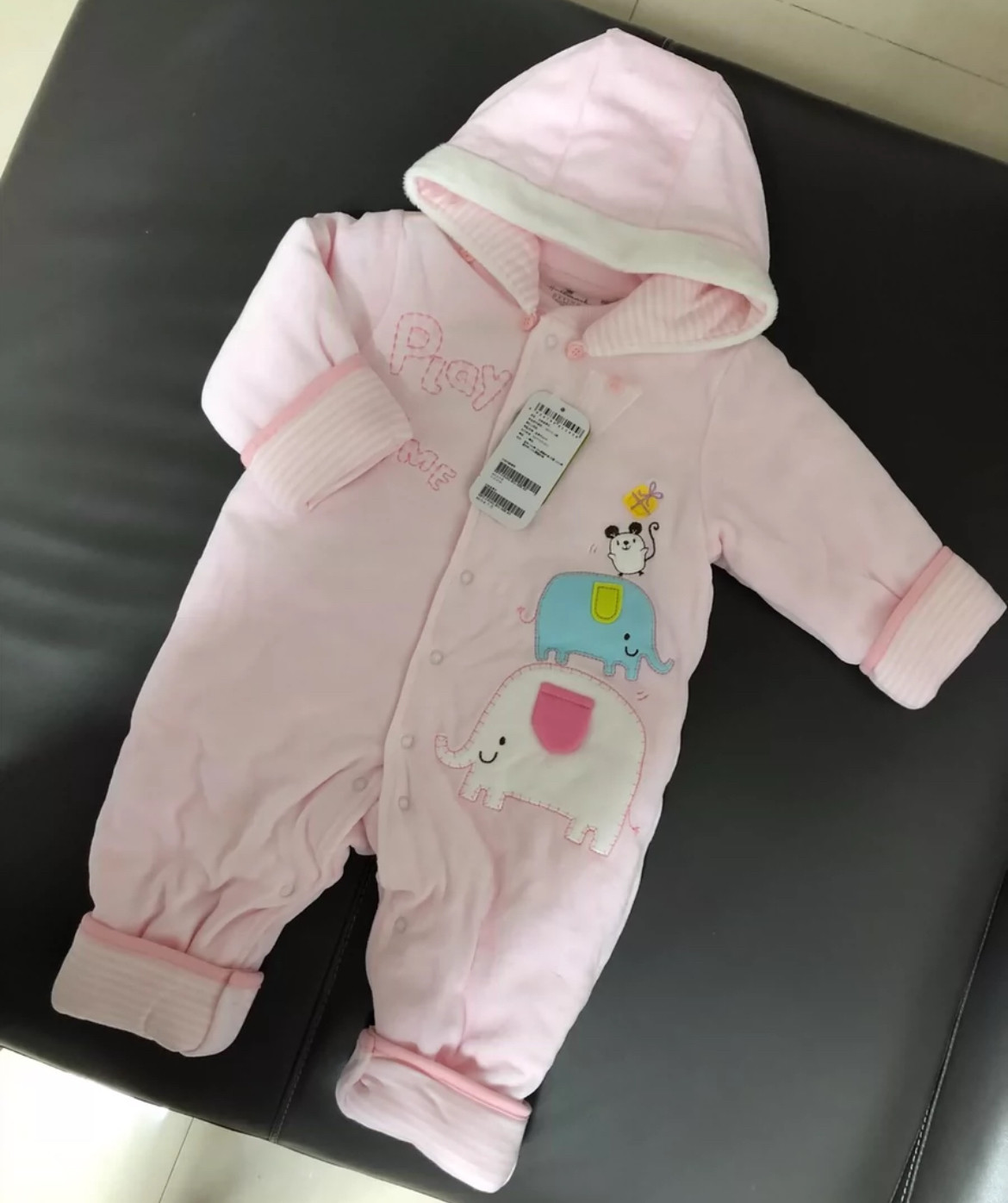 Hallmark贺曼秋冬女婴儿女宝宝连帽夹棉保暖连体衣爬服哈衣外出服