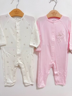 贺曼春秋薄莫代尔棉长袖连体连身衣爬服80码周岁女童装婴儿新生儿