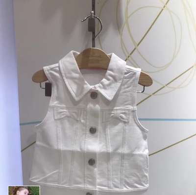 Hallmark贺曼女童马夹女宝白色上衣2-3岁马甲90.100码