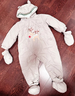 Hallmark贺曼冬季男女宝防风衣保暖夹棉连帽连体衣冲锋衣90码脚套