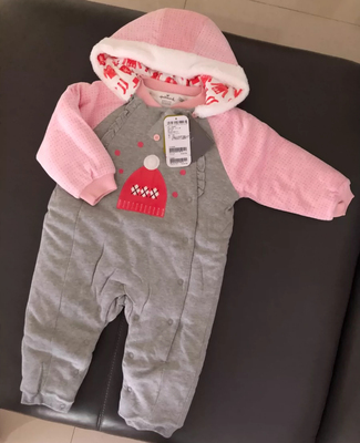 Hallmark贺曼冬周岁女宝宝女婴儿可爱夹棉保暖长袖连体衣66.73.80