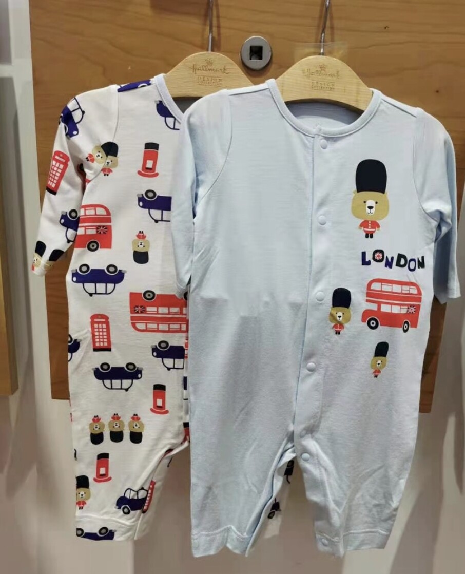Hallmark贺曼夏季女婴儿宝宝竹纤维短袖连体衣哈衣爬服HH1S7902