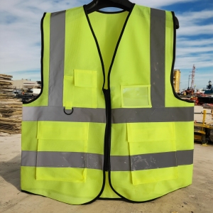 反光马甲建筑交通多口袋夜间反光工作服装安全环卫背心黄色