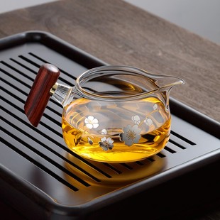 木把公道杯加厚茶漏一体公道杯茶漏组合茶海过滤分茶器茶具配件