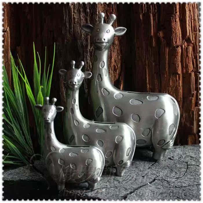 礼物俄罗斯锡器储钱罐长颈鹿储蓄罐动物存钱罐梅花鹿小鹿大号小号