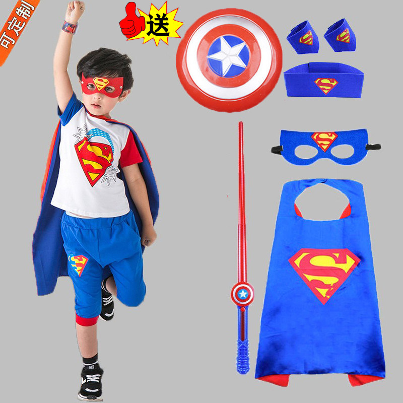 超人衣服儿童套装蜘蛛侠男童环保时装舞蹈服六一幼儿园走秀演出服