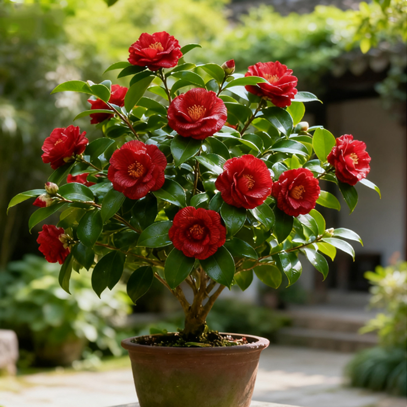 浓香型多色茶花盆栽冬带花苞植物室内好养茶花树苗庭院阳台易活