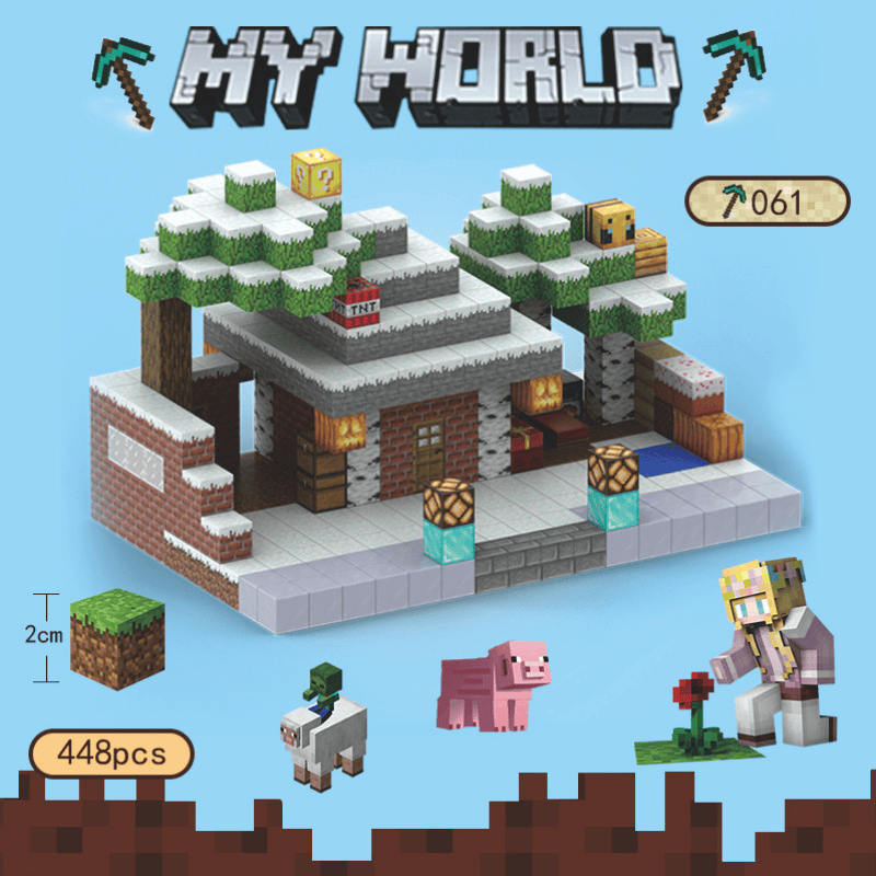 型雪地小屋磁力方块拼装儿童玩具