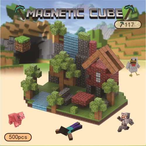 我的世界磁力方块马里奥儿童玩具