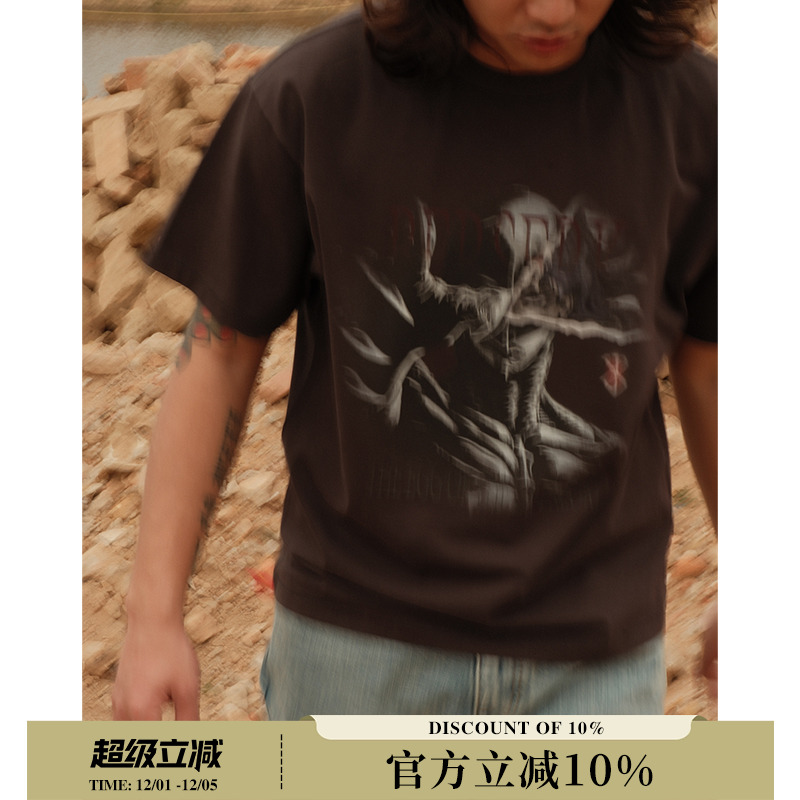 230G“烙印战士”复古做旧水洗格里菲斯GriffithT恤 MBBCAR窄幅