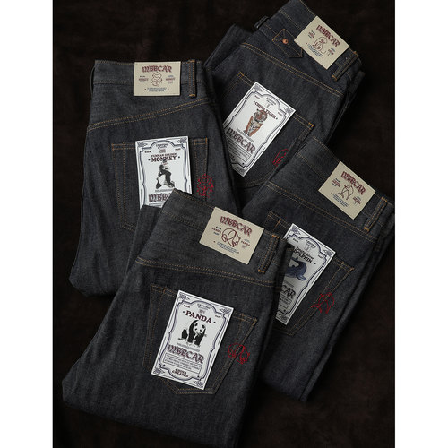 自我复刻珍稀动物14.5OZ环锭纺绳染赤耳胚布原浆牛仔裤 MMC窄幅