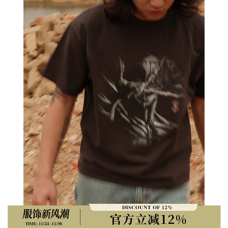 230G“烙印战士”复古做旧水洗格里菲斯GriffithT恤 MBBCAR窄幅