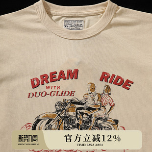 LOT.101复古原棉色粗织纱机车商店广告短袖 Mvc&Co.匠织 T恤