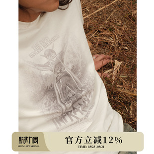 240G非食毛全棉VINTAGE铜氨丝质感奶白T恤MBBCAR窄幅 人超国中