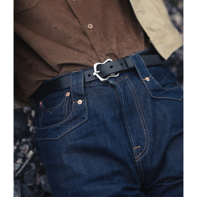 手工美式复古铜扣头重磅头层牛皮植鞣革柒名氏皮带 MBBCAR窄幅