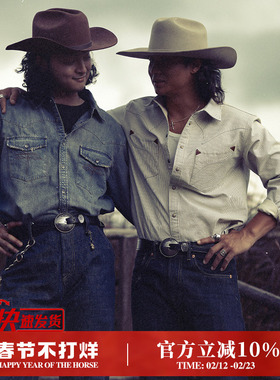 旧化系列 做旧重水洗丹宁重工破坏纽扣西部长袖衬衫 MBBCAR窄幅