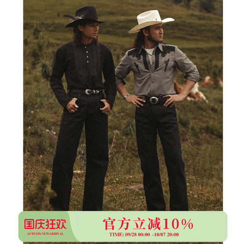 碳化黑剑客22.4OZ重磅经纬双染赤耳丹宁后整原浆牛仔裤MMC窄幅