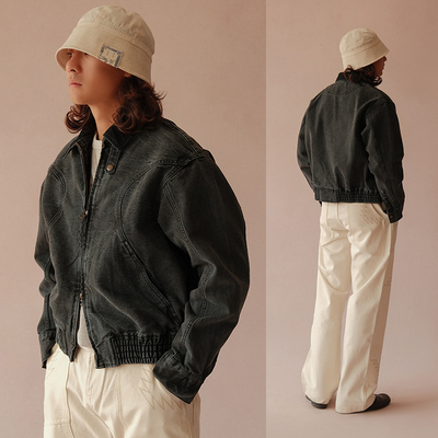 VTG系列 16OZ蓝耳白珠帆布碧纹染哈灵顿夹克外套 MBBCAR窄幅