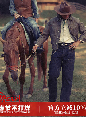 西部系列16.5OZ双膝伐木工靛蓝赤耳丹宁高腰阔腿工装裤MBBCAR窄幅