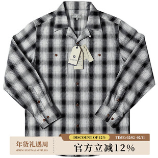 Mvc&Co.匠织JP进口定织面料230克黑白格衬衫古巴领长袖Rugged武骨