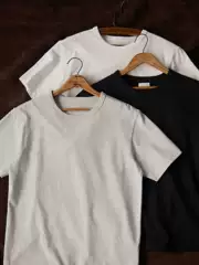 Vtg Series 230g 32-Count Double Yarn Three-Dimensional Pure Cotton Basic Black, White, and Gray Crew Neck Short-Sleeve T-Shirt Mbbcar Narrow Width