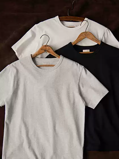 Vtg Series 230g 32-Count Double Yarn Three-Dimensional Pure Cotton Basic Black, White, and Gray Crew Neck Short-Sleeve T-Shirt Mbbcar Narrow Width
