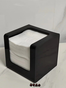 定制亚克力有机玻璃透明黑色外卖快餐奶茶甜品酒楼餐厅方形纸巾盒