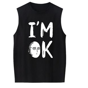 one一拳超人光头琦玉老师一击男同款cos背心男女新款动漫无袖t恤