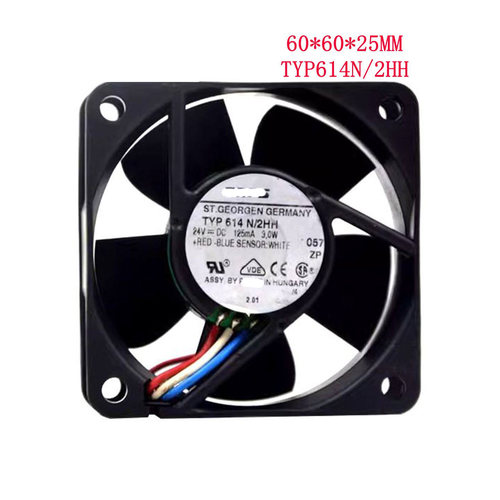 全新德国直流风扇 TYP 614N/2HH DC24V 3.0W 6厘米变频器风扇6025