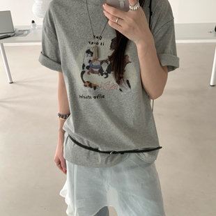 TABLE 宽松休闲韩系百搭圆领短袖 上衣短袖 T恤36277 色T恤女夏薄款