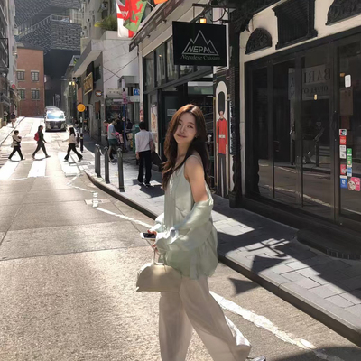 TASTE-26年夏上新氛围感飘逸荷叶边拼接垂感长裤休闲裤26737