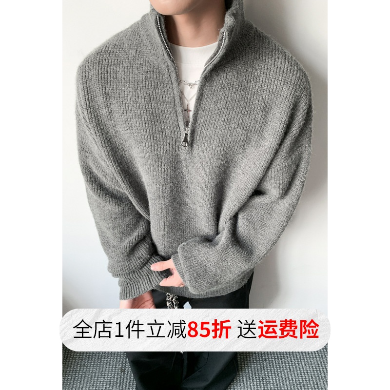 cleanfit慵懒半拉链高领毛衣