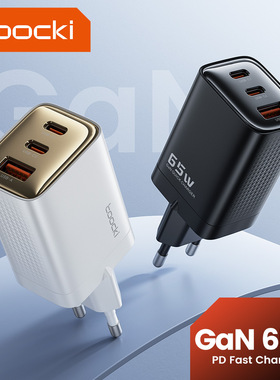 Toocki 65W GaN USB Charger Digital Display Type C大功率数显氮化镓多口PD快充旅行欧规充电器手机快充头