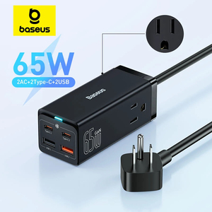 Baseus 65W GaN Charger Power Strip 4 ports Desktop 氮化镓3代GaN3Pro桌面快充充电器插线板2C+2U+AC插板