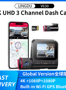 LINGDU 4K Dash Cam V630 Car Dvr Front and Inside Dash Camera