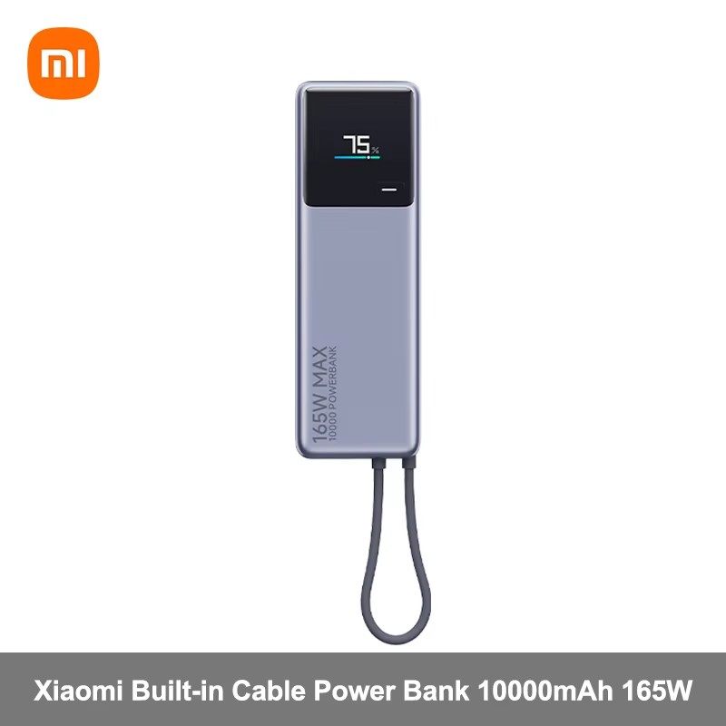 Xiaomi 165W Power Bank 10000 mAh Integrated USB C Cable LED
