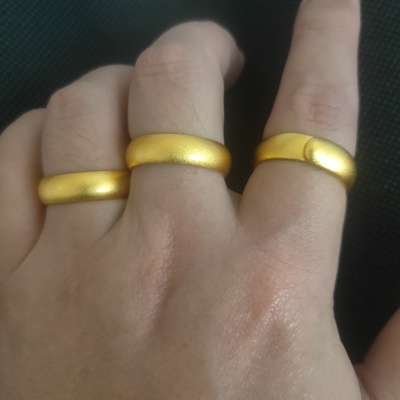 古法戒指活口男女款加厚磨砂哑光喷沙金结婚情侣开口久不掉色指环