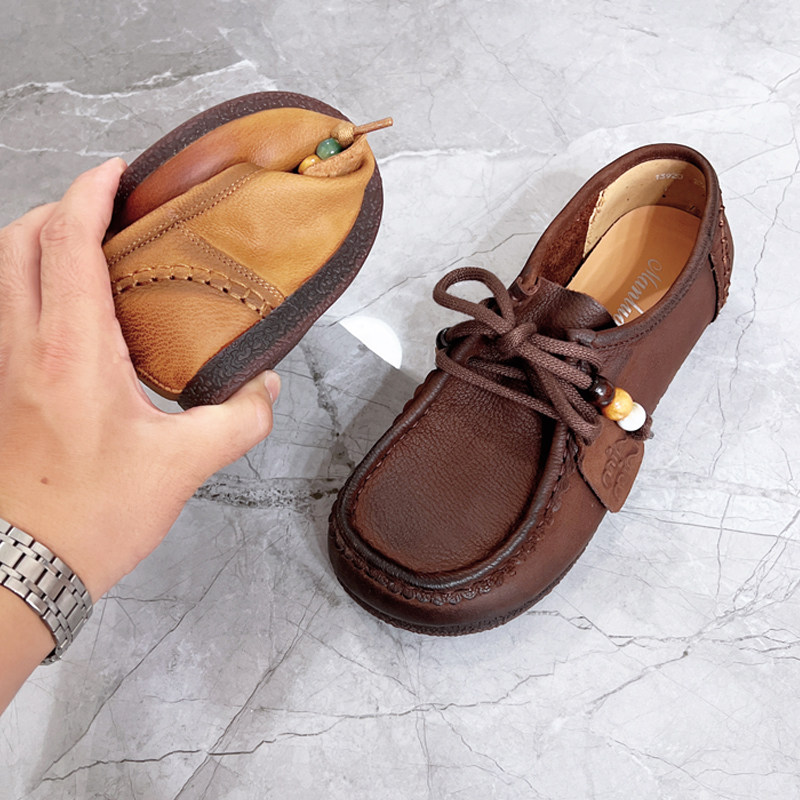 2025新款复古女单鞋平底休闲鞋女真皮乐福鞋系带妈妈鞋民族风女鞋,女鞋,浅口单鞋,淘宝优惠券,粉丝福利购,淘宝优惠卷