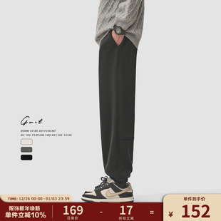 款 休闲经典 卫裤 男冬季 GWIT 重磅保暖加绒加厚束脚垂感运动裤 美式